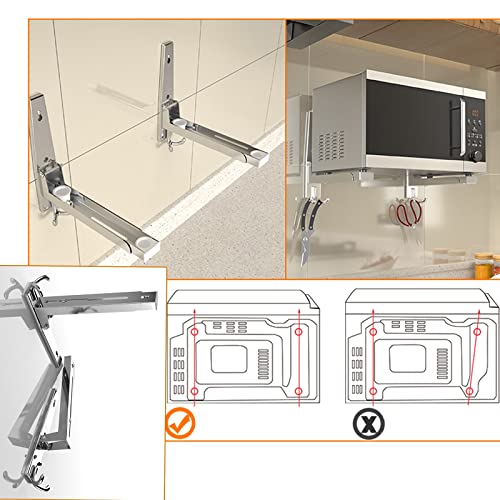 Support mural pliable et rétractable pour four micro-ondes argenté - 6