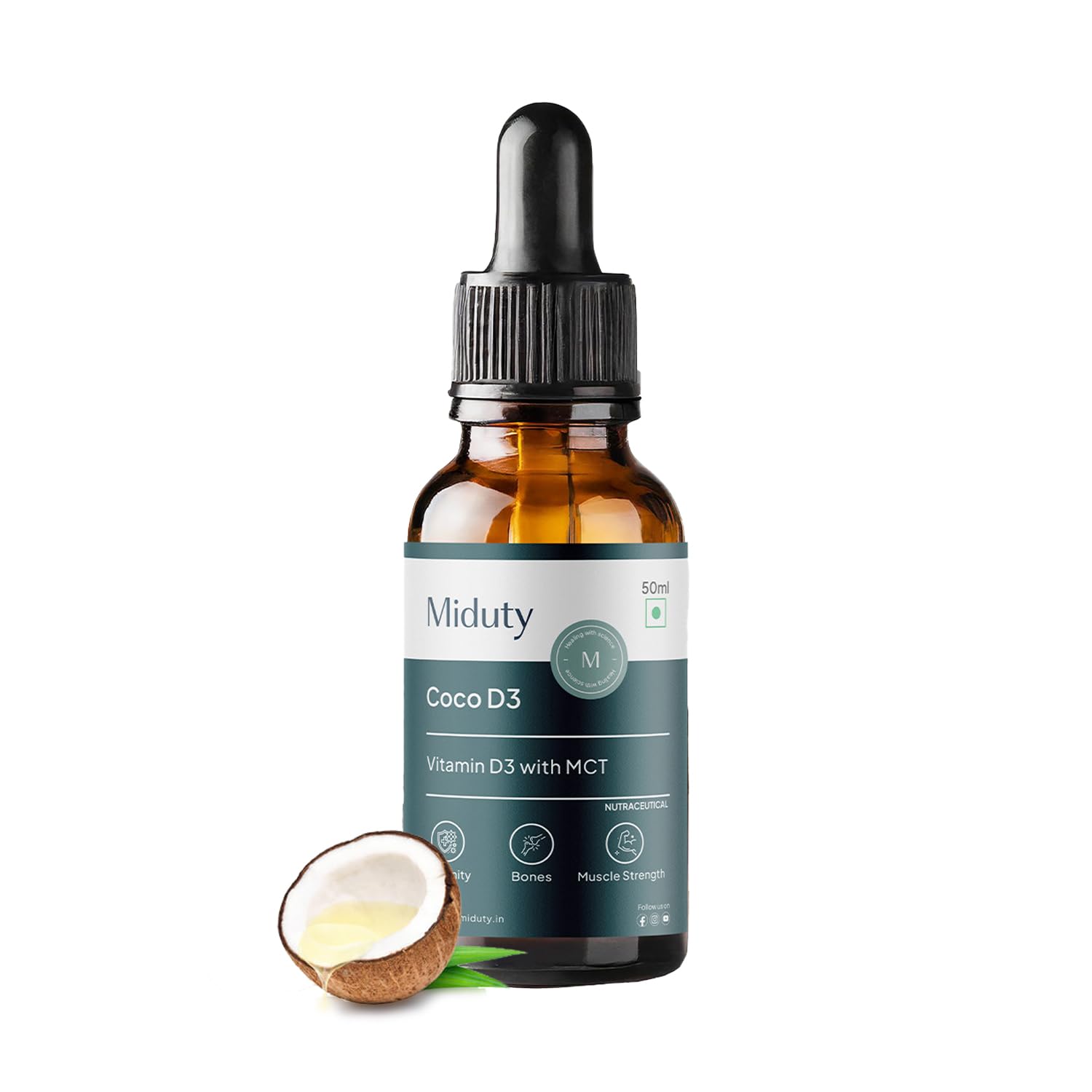 Miduty by Palak Notes Coco D3, MCT Oil, Medium Chain Triglycerides, Vitamin D3 for Strong Bones & Immunity D3 Drops, Coco D3 Pack - 50ml (B09W2V7MCV) Amazon Price History, Amazon Price Tracker