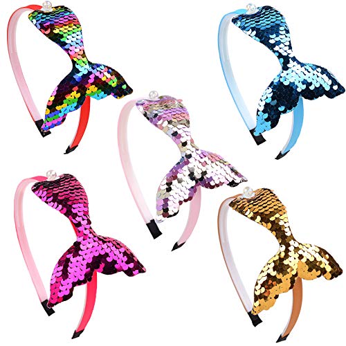 Meisjes Zeemeermin Hoofdbanden 30 Pcs Girls Mermaid Headbands Hoofdband Met Lovertjes Sequin Headband Mermaid Tail… - Image 3