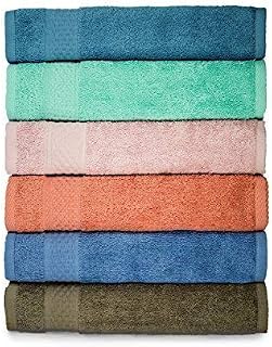 Cleanbear Face-Cloth Washcloths Set,100% Cotton, High Absorbent, 6-Pack 6 Colors, Size13 x13-deep Color