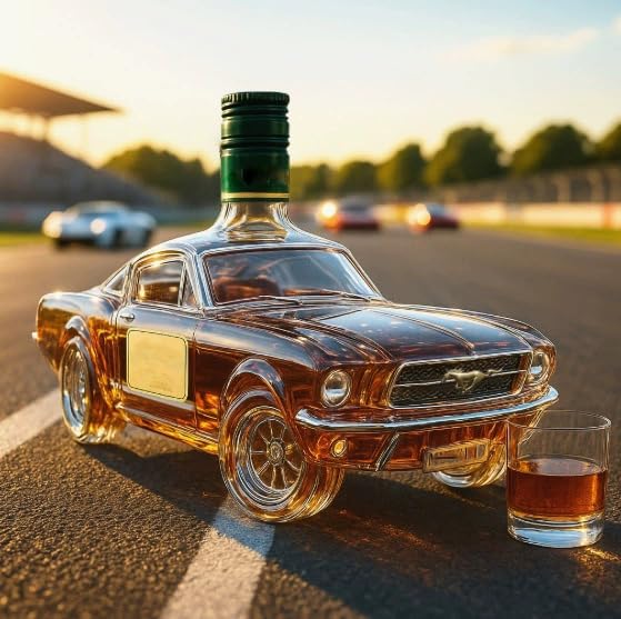 300 ml de botella whisky en forma automóvil: decantador vidrio whisky estatuas creativas para decoración bar casa Green sticker