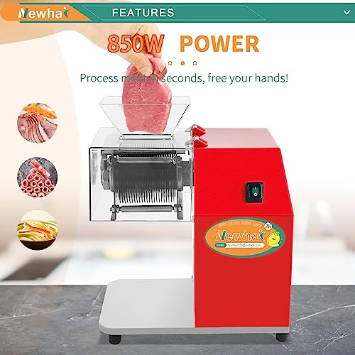 Newhai 850W Meat Cutter Machine, Commercial Meat Cutting Machine 5Mm/0.2Inch Heavy Duty, Stainless Steel Meat Slicer Shredder Restaurant, For Boneless Meat Soft Vegetables #TOP1