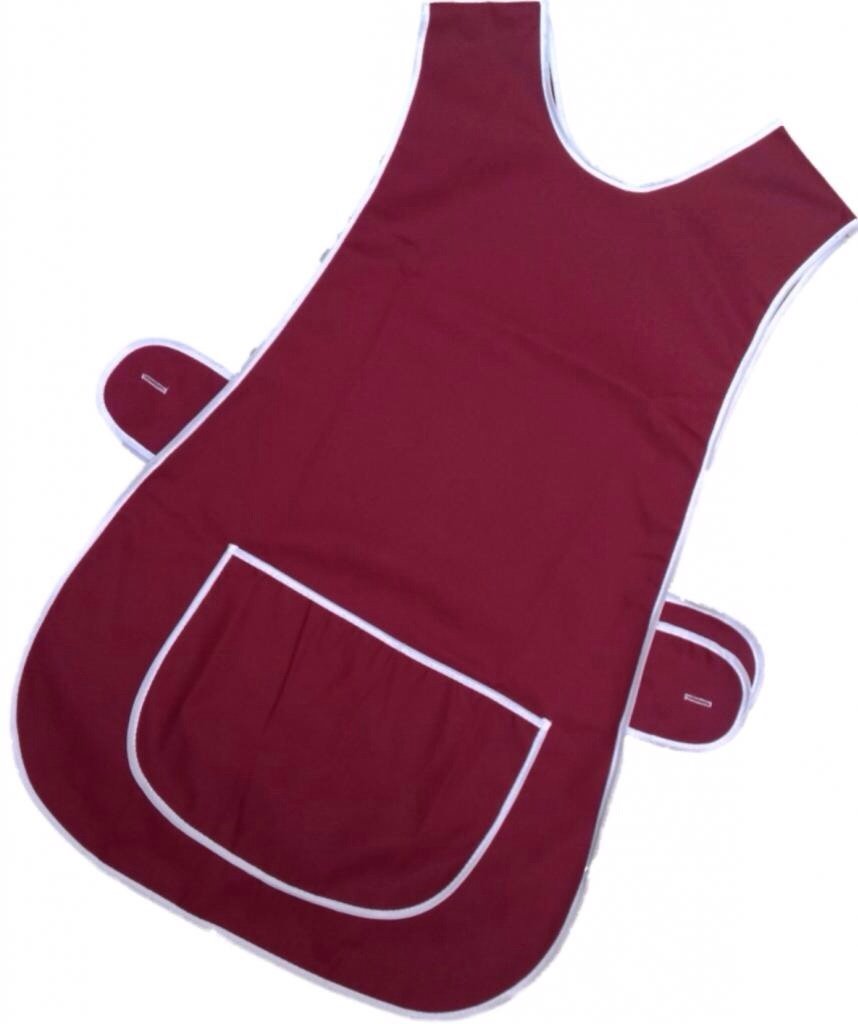 Hduk Tabards And Aprons Women's Burgundy Large Apron With Front Pocket For Work And Household Tasks