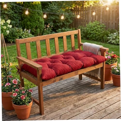 Coussin de banc d'extérieur doux rouge 47x20 pouces haute densité
