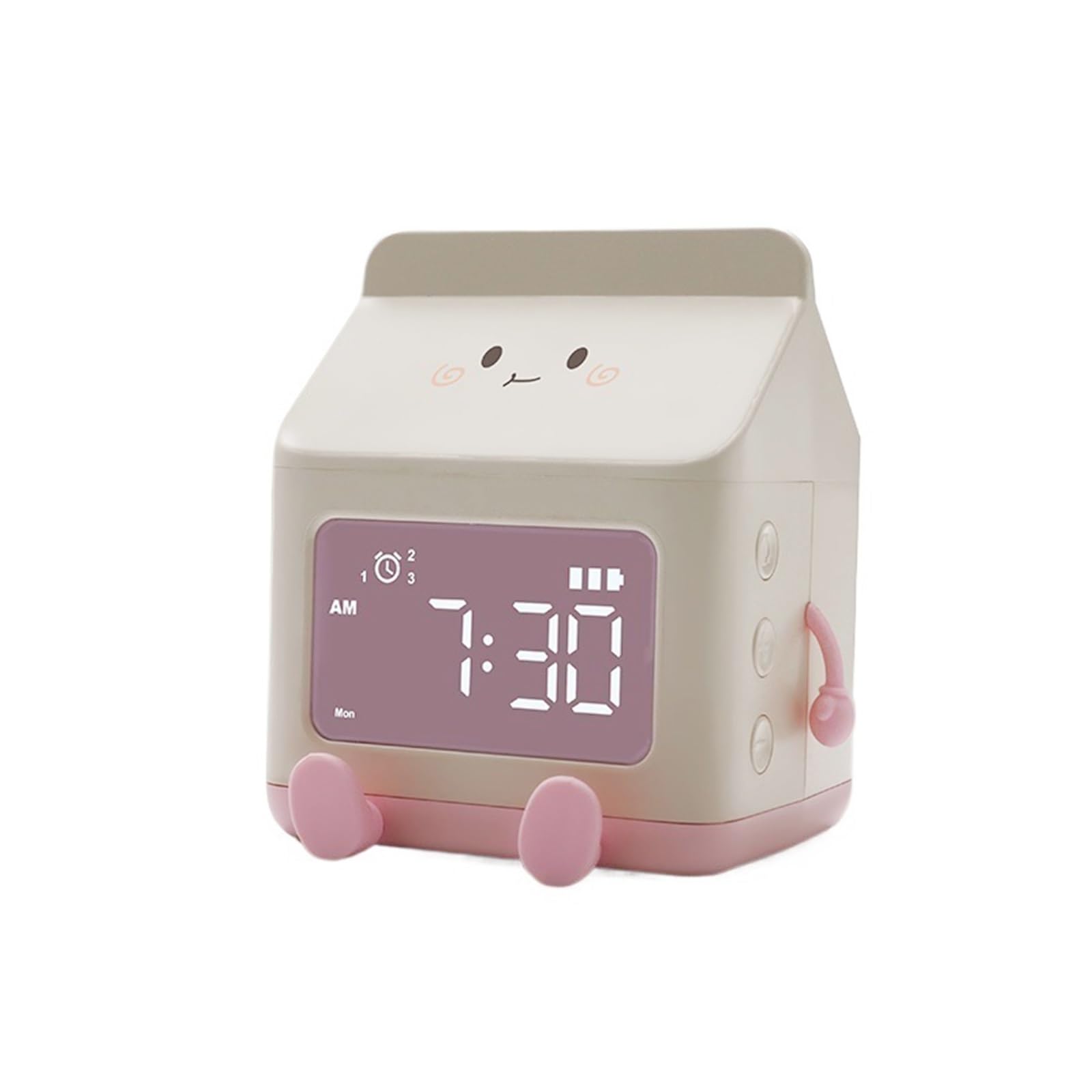 G5z9w3c7m2 Pink Loud Alarm Clocks Cute Alarm Clock Milk Shape Children Wake Up Rechargeable For Bedroom Room Decor Birthday(Pink)
