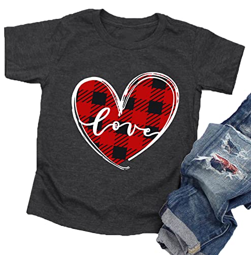 Image of LAZYCHILD Kids Valentine Shirt Girls Valentines Day Shirts Heart Graphic Long Sleeve Striped Tee Tops 5-14 Years