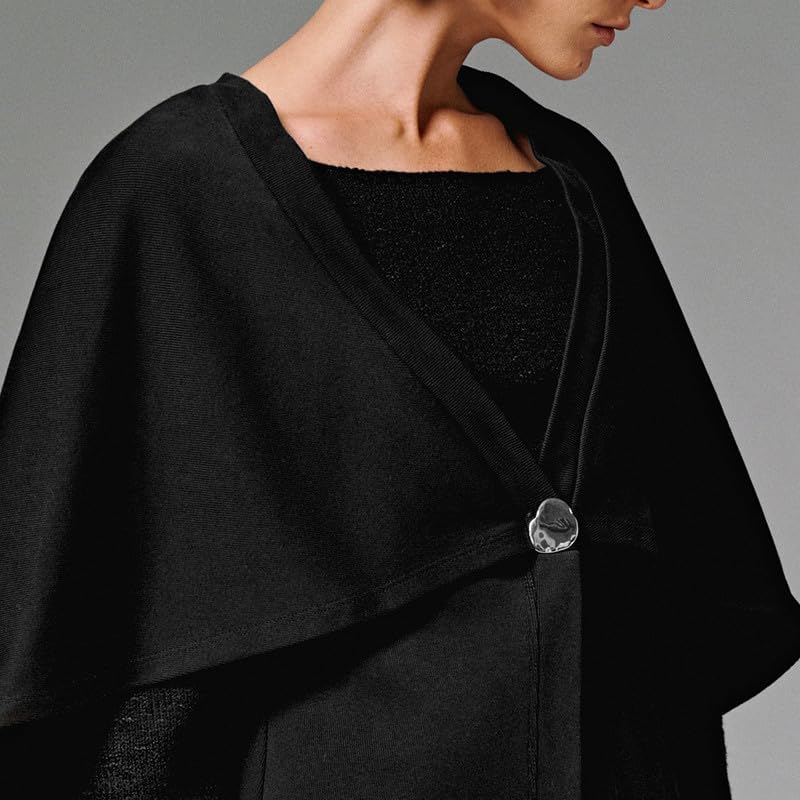 URBAN REVIVO Women's Oversized Cape Coat Batwing Sleeve Cardigan Open Front Poncho Sweater Fall Winter Knitted Shawl Wrap - Image 3