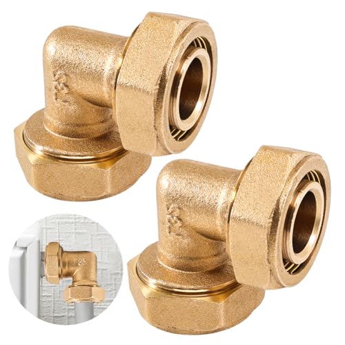 Beatific 2 unidades de 90 grados de rosca, 32 x 3 mm de diámetro, ángulo de 90°, DVGW, UBA, latón para tubos compuestos multicapa, tubos PEX, tubos compuestos de aluminio