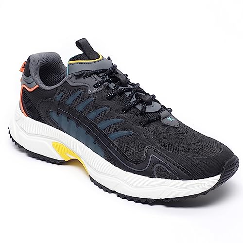 XTEP Lace Up Style, EVA Sole with TPU for Extra Support, Multi Material Splice Upper, Semi Transparent TPU Shank, Textured Pattern Running Shoes for Men