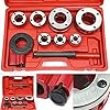 Ratchet Pipe Threader Kit, Ratcheting Pipe Threading Tool Set, Manual Threading Tool Reversing Knob with Case, Dies 3/8, 1/2, 3/4,1, 1-1/4, 1-1/2, 2