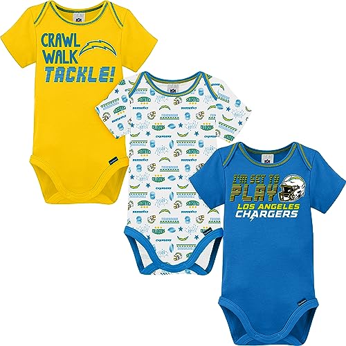 Image of Gerber NFL unisex-baby Nfl Team 3 Pack Short Sleeve Onesie Bodysuit