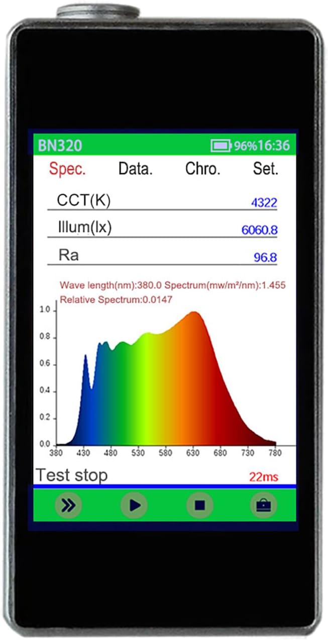 BN320 Handheld Spectrometer Light Spectrum Meter - High Precision CCD, 380nm-780nm, Touch Screen Display