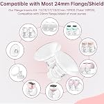 Flange Sizing Kit, 10PCS Flange Insert 13/15/17/19/21mm for 24mm Flange/Shield of Most Pumps, Silicone&Soft Flange Size Nipple Ruler, Breast Flange Measuring Sizing Breast Pump Flange Inserts