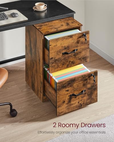 Image of VASAGLE 2 Drawer File Cabinet with Locks, for A4, Letter Sized Documents