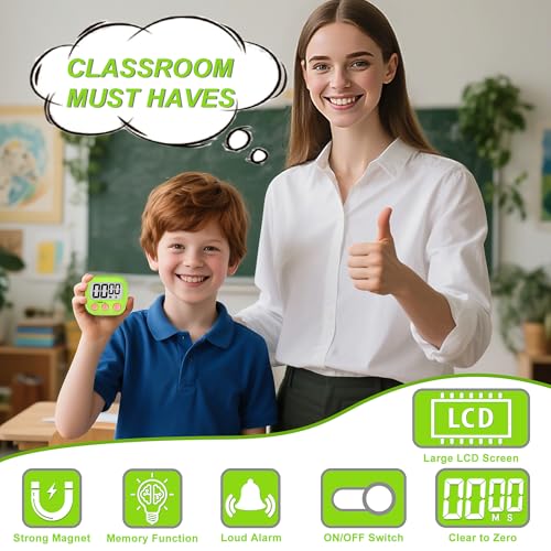 AOUVES Digital Timer for Kids Teacher Supplies Classroom Timer for Study Learning Management Kitchen Work Exercise-4Pack Pink Blue Green Purple - Image 2