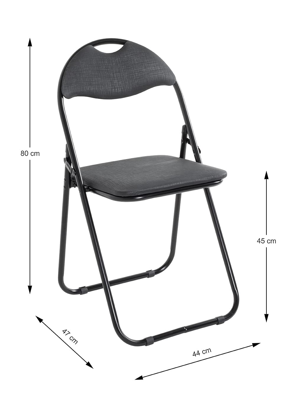 HAKU Chaise Pliante rembourrée, Lot de 6 chaises Pliantes Confortables, Noir, Dossier rembourré, Assise rembourrée, Acier - Dimensions : L 44 x H 80 x P 47 cm, Style : Moderne