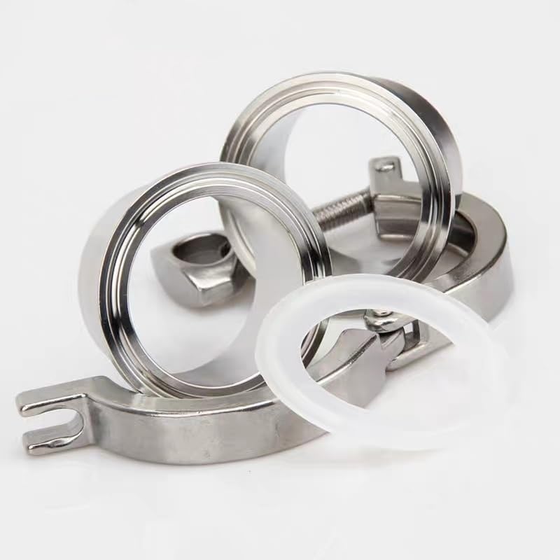 1 Set 1.5''-6-1/4'' Sanitary Flange Pipe Weld Ferrule + Tri Clamp + PTFE or Silicone Gasket Stainless Steel SUS SS 304 triclamp(45mm X OD 64mm)