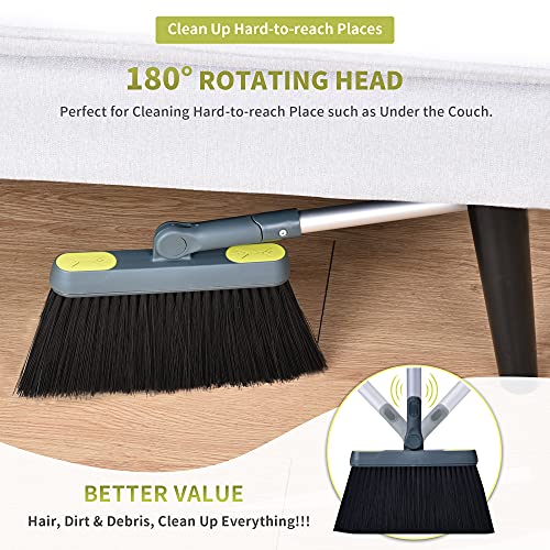 Jekayla Broom and Dustpan Set for Home with 54" Long Handle, Upright