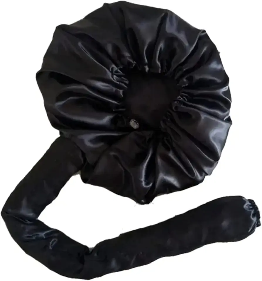Touca Difusora Secadora Cetim Seda Anti Frizz Preta
