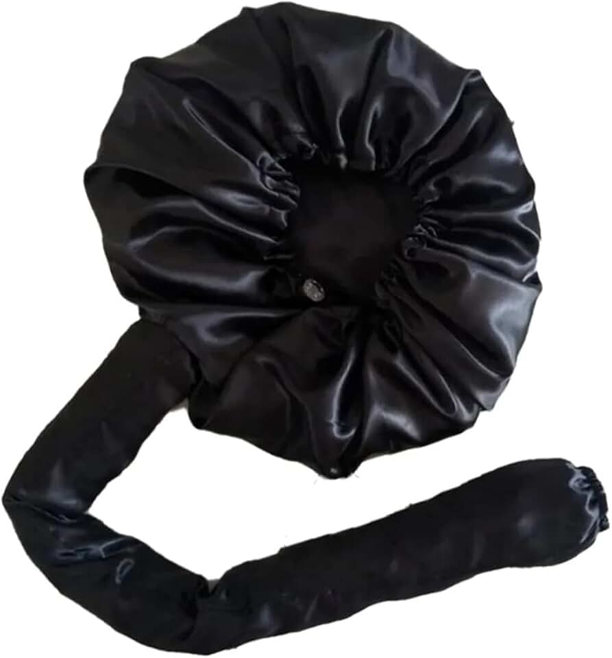 Touca Difusora Secadora Cetim Seda Anti Frizz Preta