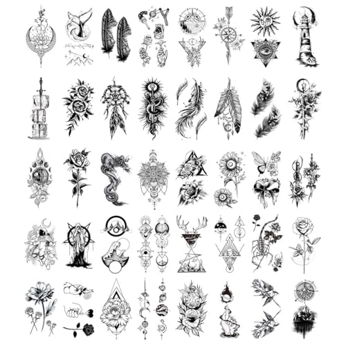 40 Fogli Tatuaggi Temporanei, tatuaggi temporanei, Set di Tattoo Temporanei, Impermeabili Tatuaggio Temporaneo, Tatuaggi Temporanei per Bambini Adulti Uomo e Donne
