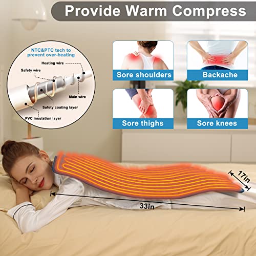 Image of Heating Pad Electric Heat Pad, Hot Heated Pad,Multiple Temp and Timer Settings,Suitable for Shoulders, Neck, arms, Abdomen, Back, Legs, etc. (NavyBlue, 40 inchX20 inch)