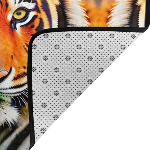 Tapis super doux pour salon à rayures de tigre orange et moelleux - 5