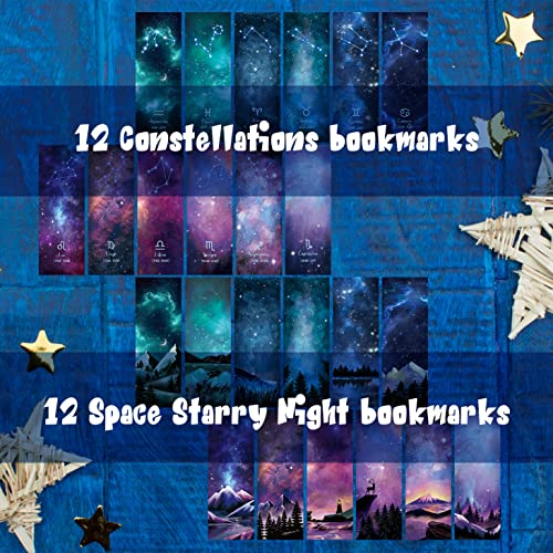 12 Pcs Personalised Space Starry Night Bookmarks, Bulk Book Marks For Women/Men, Unique Zodiac Constellaion Bookmark For Book Lovers, Cool Book Mark For Adults,Kids,Teachers,Students,Reading Present #TOP6