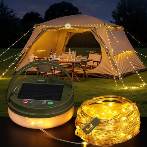 OOLALOO Solar Camping String Lights, 33FT 100LED Quick...