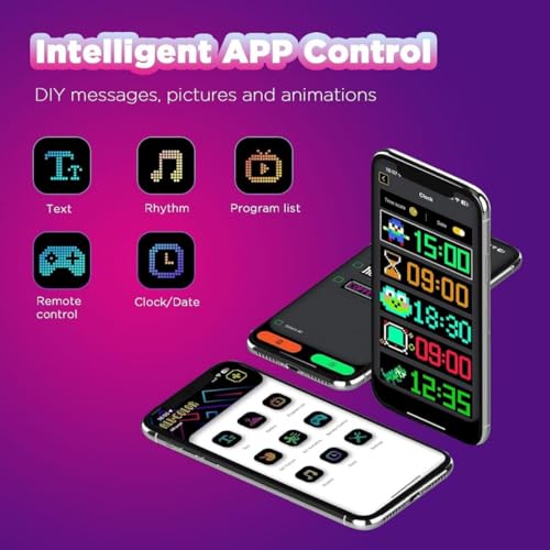 Image of Flexible LED Matrix Panel Display Sign, 7x3 Inches, IP65 Waterproof, App and Remote Control, for Cars, Home, Office, Shops