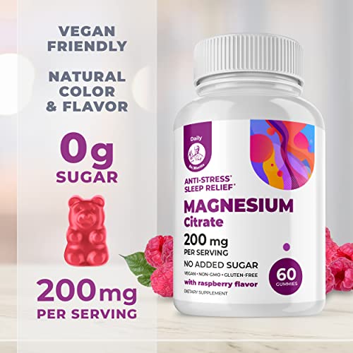 Magnesium Gummies Sugar-Free - Calm Magnesium Gummies Supplement For Children, Sugar-Free Magnesium Calm Chews For Kids & Adults (60 Count) #TOP1