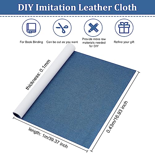 OLYCRAFT 100x42cm Royal Blue Imitation Leather Book Binding Cloth Bookcover Suede Fabric with Paper Backed Book Cloth Close-Weave Book Cloth for Book Binding Velvet Box Making DIY Crafts - Image 2