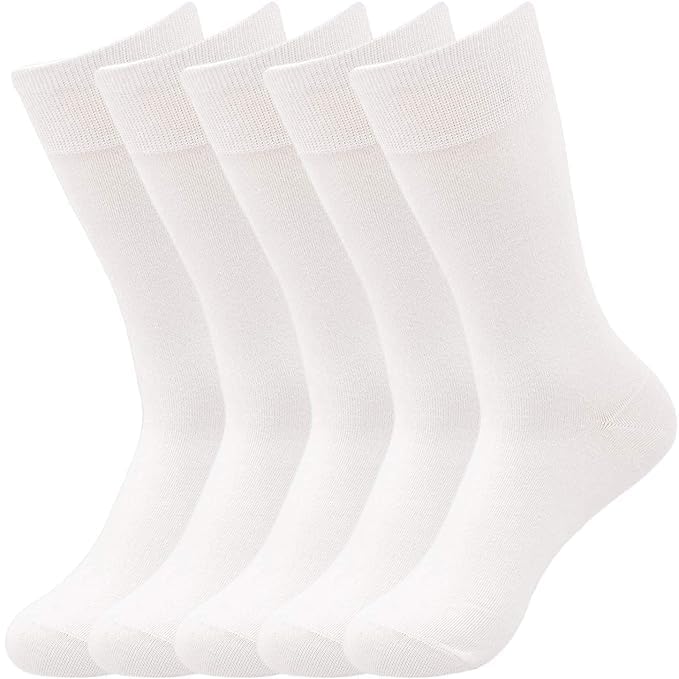 Pure Cotton and Smell free Sweat Absorbent Men's Formal Socks Pack of 5 -(White)-image-47
