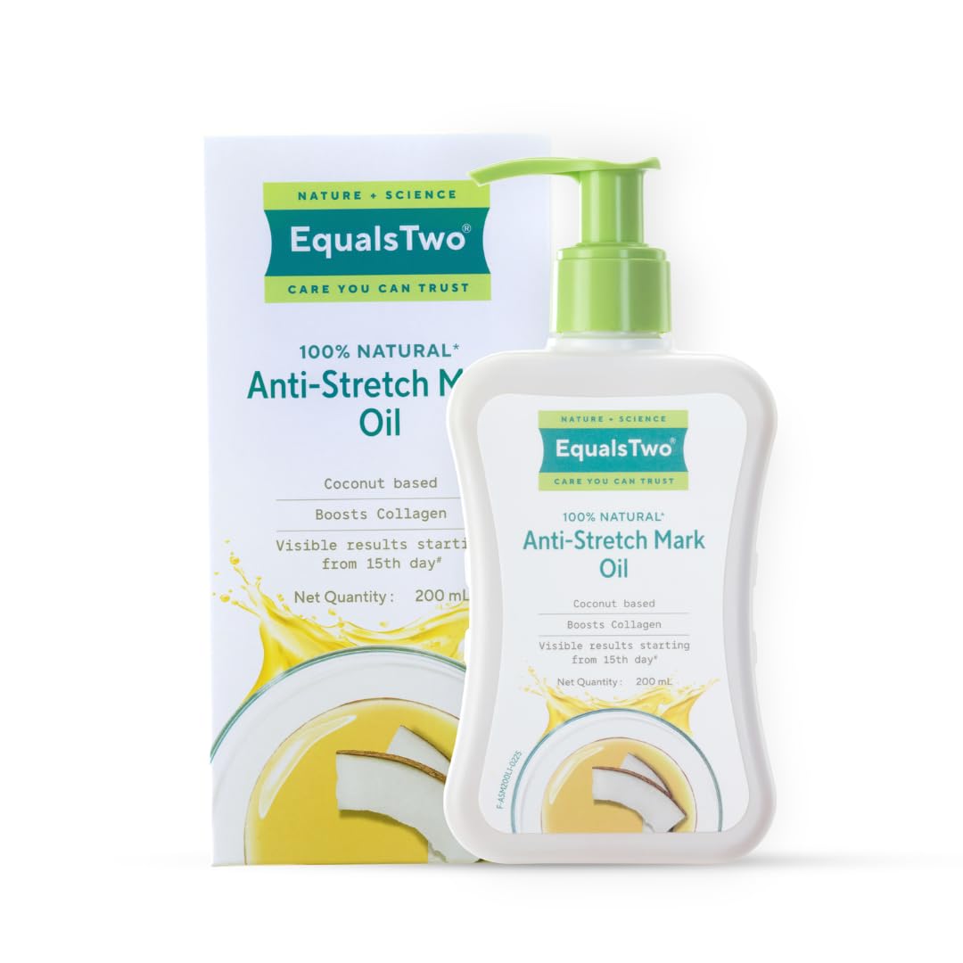EQUALSTWO Anti Stretch Mark Oil, 200ml, 100% Natural Stretch Marks Removal Oil for Pregnancy, Enriched with Flex Seeds & Oat Oil to Lighten Scars, Dermatologically Tested, No Paraben No Sulphate-image-40