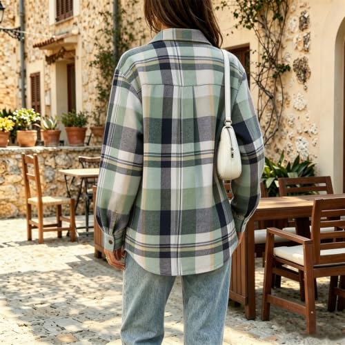 Plaid Jackets for Women Gingham Button Down Boho Lightweight Tops - image 6