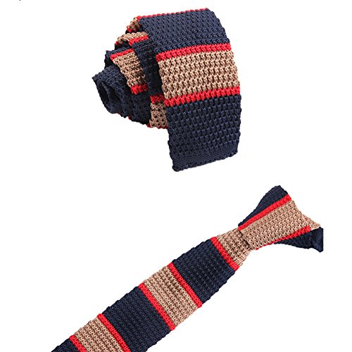 WDOIT Mode rayé Cravate pour Homme en Tricot Fermeture Éclair Ultra Plat Nouer Style C