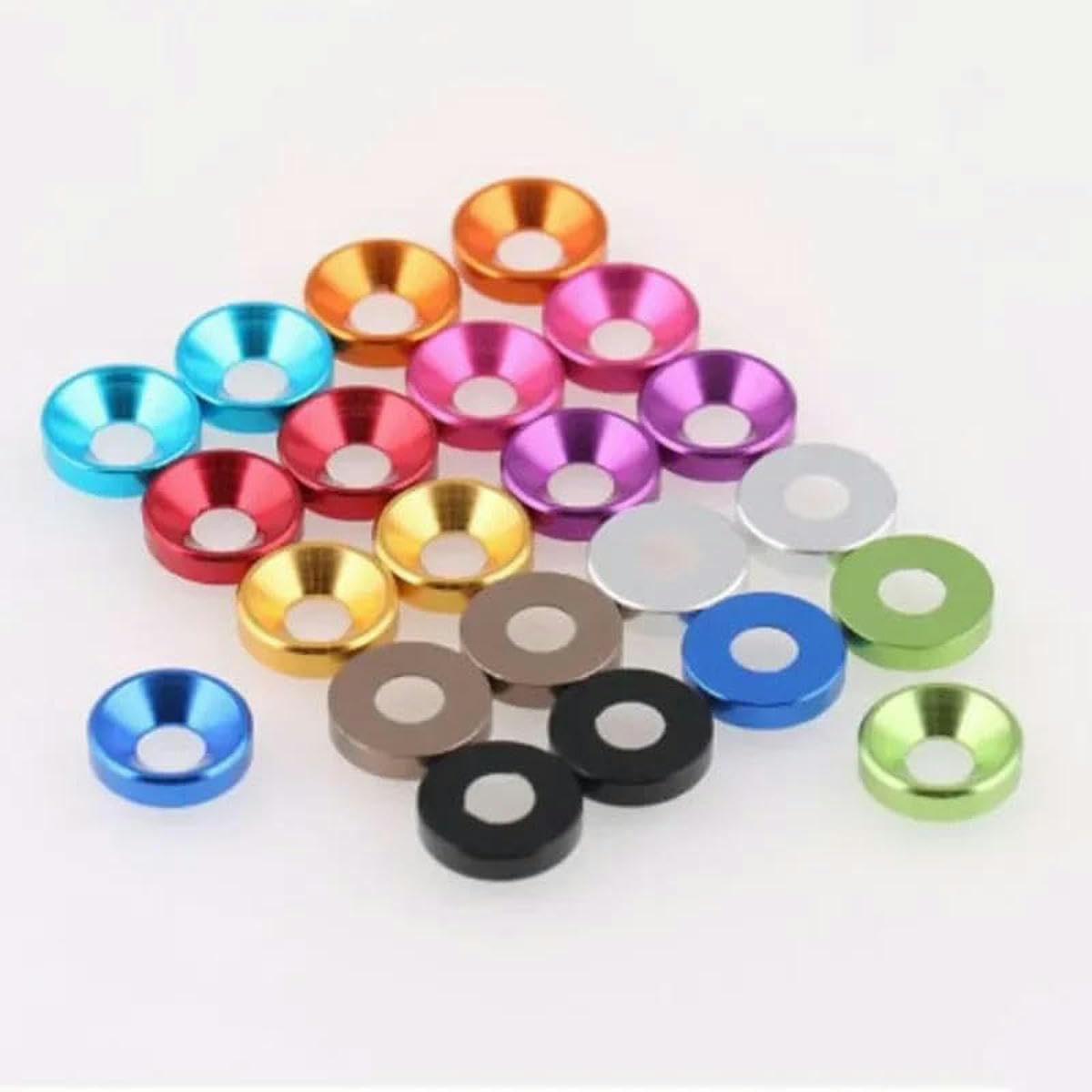 Lot de 5/10/100 joints de rondelle fraisée anodisée colorée en aluminium M2 M2.5 M3 M4 M5 M6 M8 pour vis à six pans creux DIN7991 - Rose - M8 100 pièces