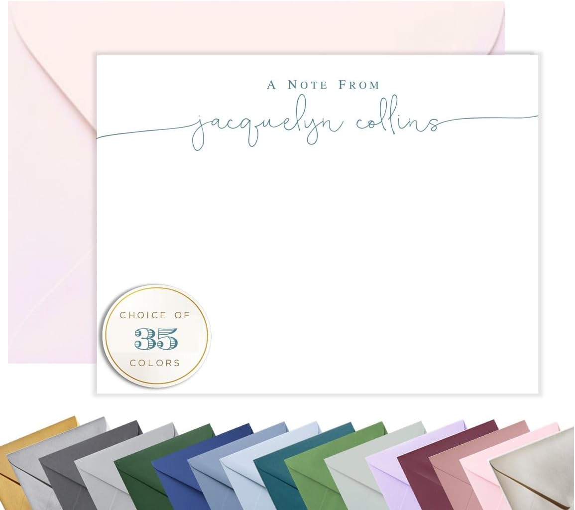 Personalized Calligraphy Stationery for Women – Custom Note Cards and Envelopes Set, Personalized Thank You Notes, Monogram Stationery Gift, Elegant Script Notecards, Co AS-1602