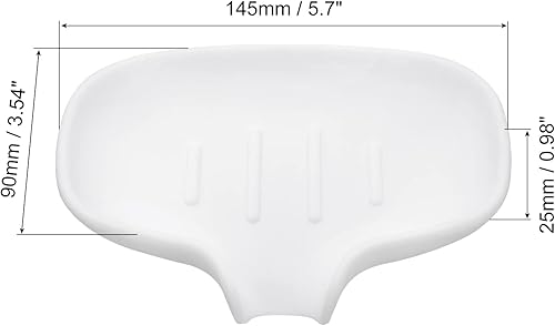 Miniatura 2 de uxcell Jabonera con bandeja de drenaje, soporte de silicona autodrenante para ahorro de jabón en cascada para baño y cocina, color blanco, paquete