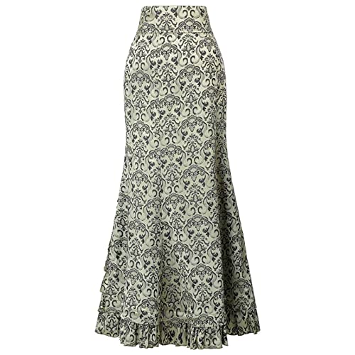 NUSGEAR Falda Mujer renacentista con Volantes y Dobladillo Vestidos Cola de pez de Cintura Alta Fiesta Elegante Victoriano Medieval Carnaval Cosplay Disfraz
