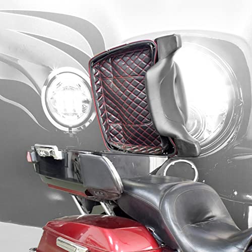 Forros para alforjas y baúl no estirados para Harley Touring (Road King, Street Glide, Electra Glide, Ultra Limited) 2014-2022, cuero sintético con hilo rojo miniatura 5