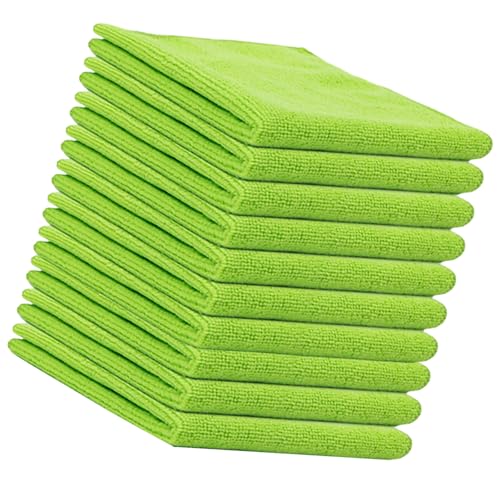 マルチカラー マイクロファイバータオル ウォッシュクロス クリーナー用 ソフト 研磨布なし 10枚セット 11.81x11.81インチ ラージサイズタオル