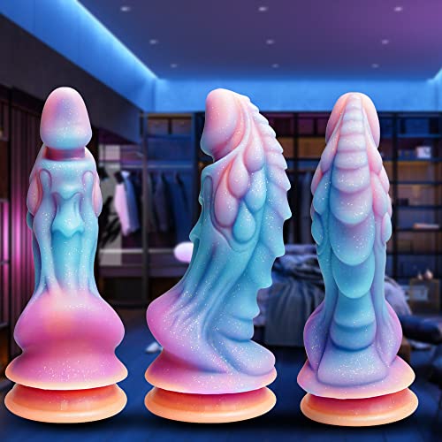 Kuaecr Silikon Analdildo Realistischer Leuchtend Dildo mit starkem Saugnapf Anal Plug 22 CM Lang G-Punkt Stimulator Weicher Monster Dildos Butt Plug Sex Toys für Frauen und Männer – Bild 7
