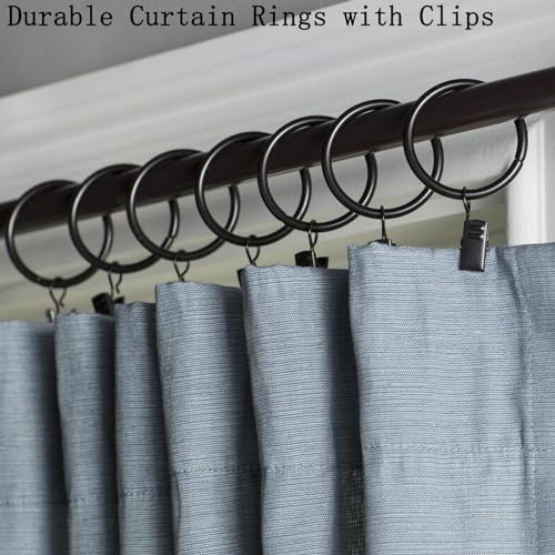 Azmoncy SHAPPY-CURTAIN RINGS-01 16 Pack Curtain Rings With Clips, Window Clip Rings Black Curtain Hooks Hangers Clip Rings thumb #2