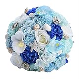 Wedding Bridal Bouquet Home Beach Seashell Wedding Bouquet Silk Roses Wedding Flowers Holding Tossing Flower Bride Rose Flowers Hydrangea Garden Bouquets Blue Beach Bouquet Starfish Bridal Bouquet
