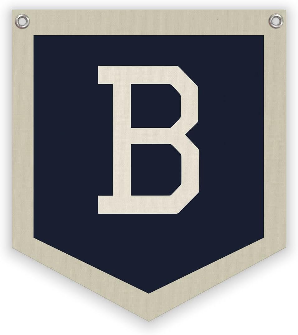 Lacama Toddler Boys Room Decor Name Pennant Flag, Personalized Baby Gifts，Vintage Baby Boy Nursery Wall Art,Baby Boy Gifts, Name Sign for Toddler Bedroom Playroom Kidsroom,Letter B 12×14 in