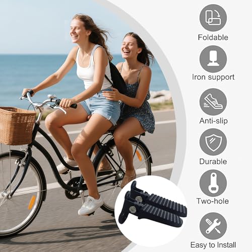 2PCS Foldable Bike Pegs – Round Hole Rear Pedals for E-Bike, Mountain Bike & Folding Bicycle – Non-Slip, Durable & Space-Saving