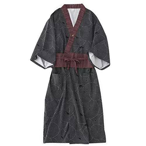 FANCY PUMPKIN Mens Long Thick Warm Robe Pineapple Velvet Pajamas Khaki XL