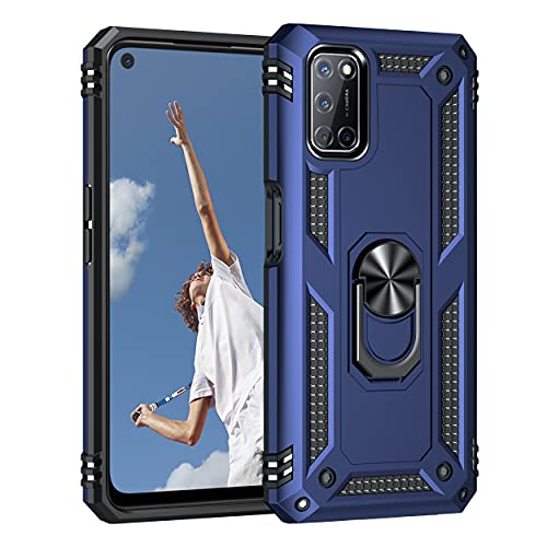 SORAKA Case for Oppo A72/OPPO A52 with 360 Degree Rotation Ring Holder Soft TPU Slim Fit Case Oppo A72/OPPO A52 Case with Metal Plate for Magnetic Car Phone Holder Blue