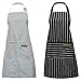 Pinsheng 2 Stücke Baumwolle Leinen Kochschürze, Verstellbare Kchenschrze mit Taschen Unisex Kochschürze für Kochen Backen Gartenarbeit Café (Schwarz, Grau)